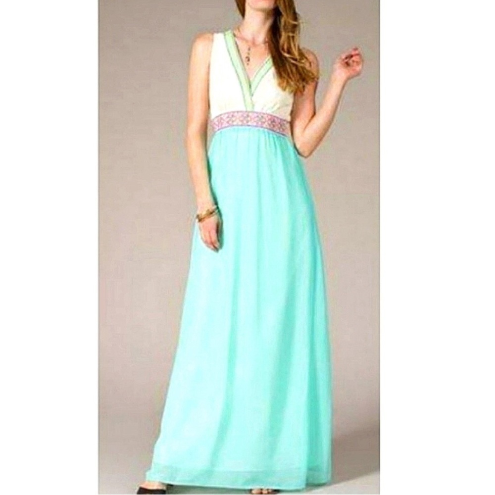 Flying Tomato White and Aqua Maxi Dress